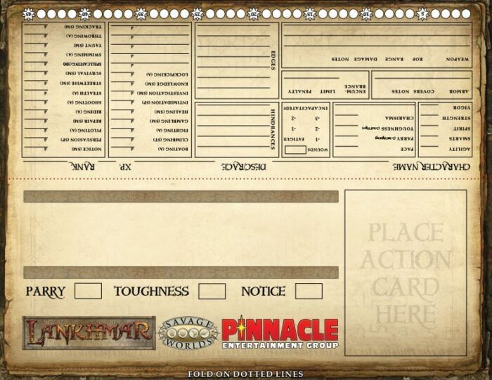 Lankhmar Table Tent Character Sheet PDF