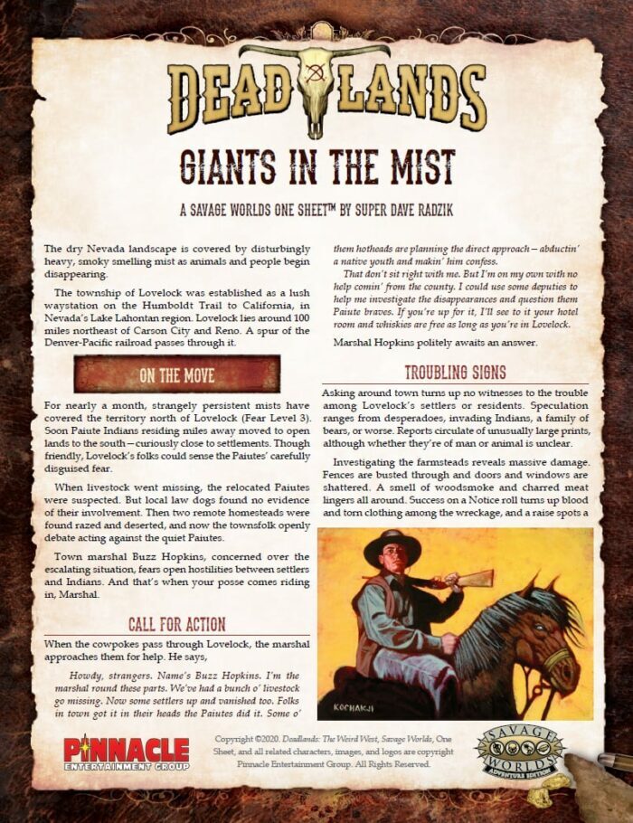 Deadlands: Weird West - Giants in the Mist One Sheet (PDF)