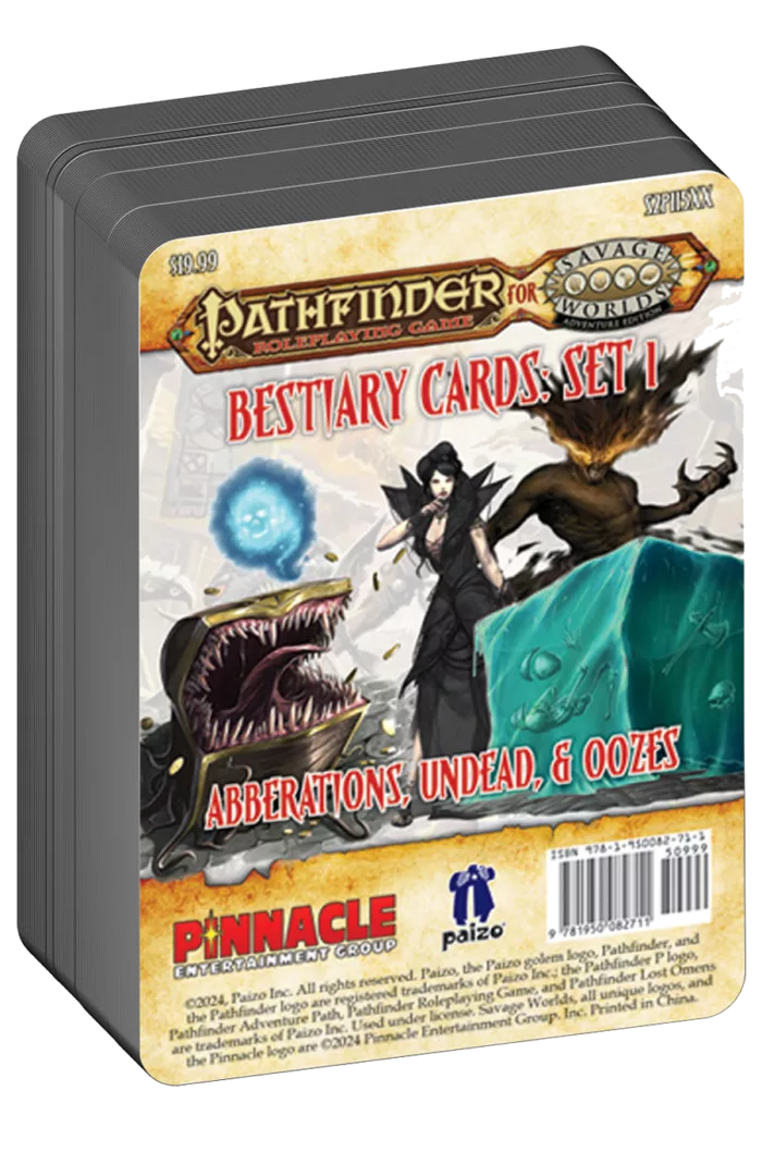 Pathfinder® for Savage Worlds Bestiary Cards Pack 1 – Aberrations, Undead, & Oozes - Preorder