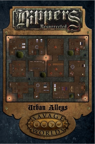 Rippers Combat Map: Urban Alleys + Rooftops (PDF)
