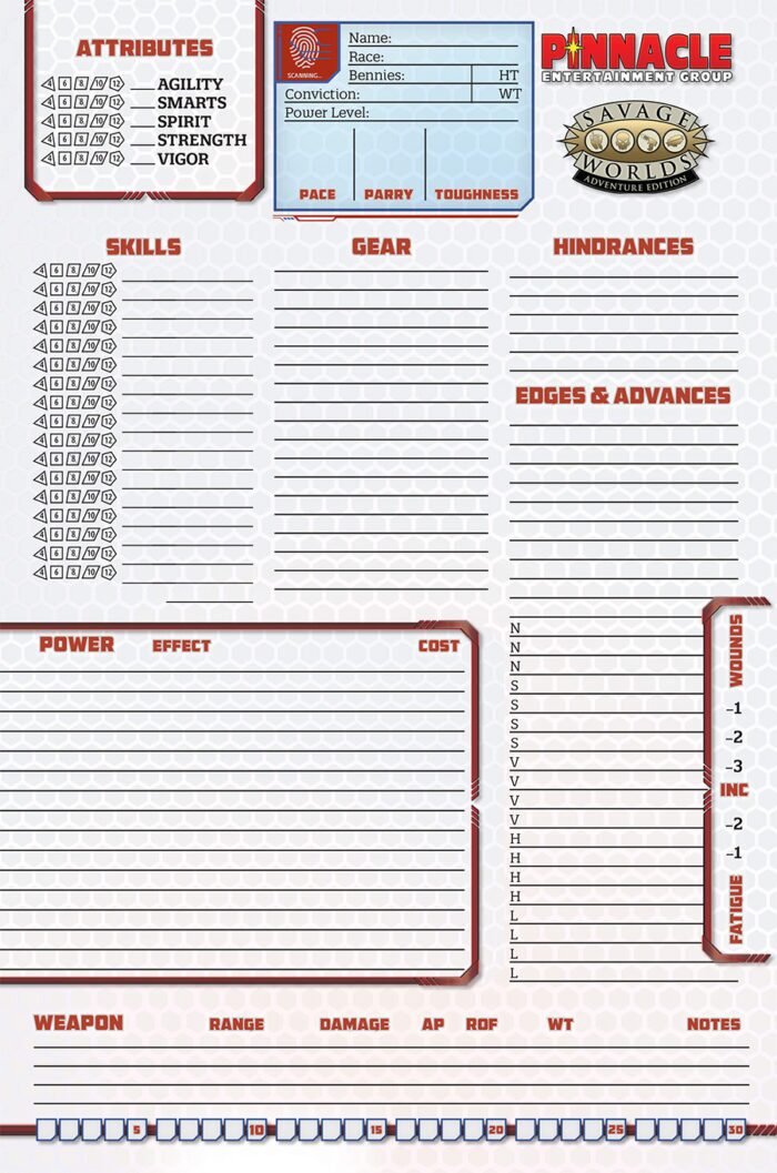 Super Powers Companion Character Sheet - SWADE
